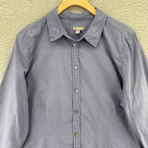J Jill Shirt Womens Large Blue Button Up Collared Long Sleeves Everyday Casual - Picture 2 of 11